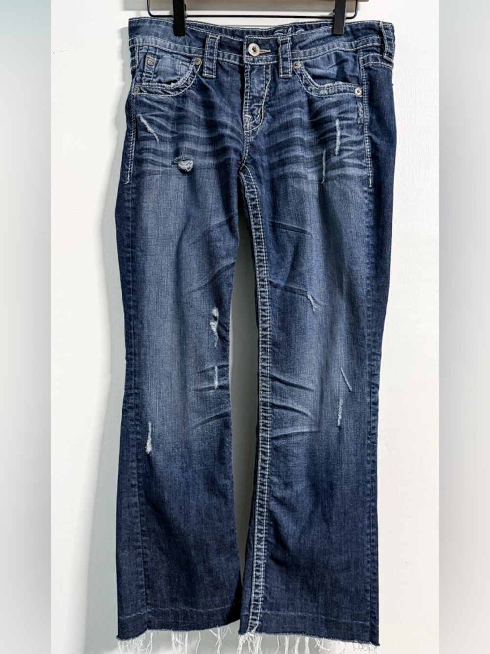Silver Jeans Lola 17 Low Rise Straight Jeans W29 L31 Distressed Y2K Denim